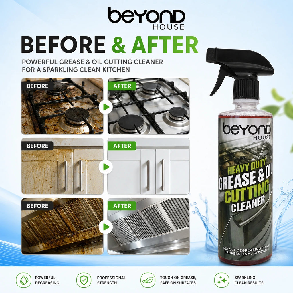 Powerful Oil & Grease Cleaner – Removes Stubborn Kitchen Buildup Fast | Beeyond House