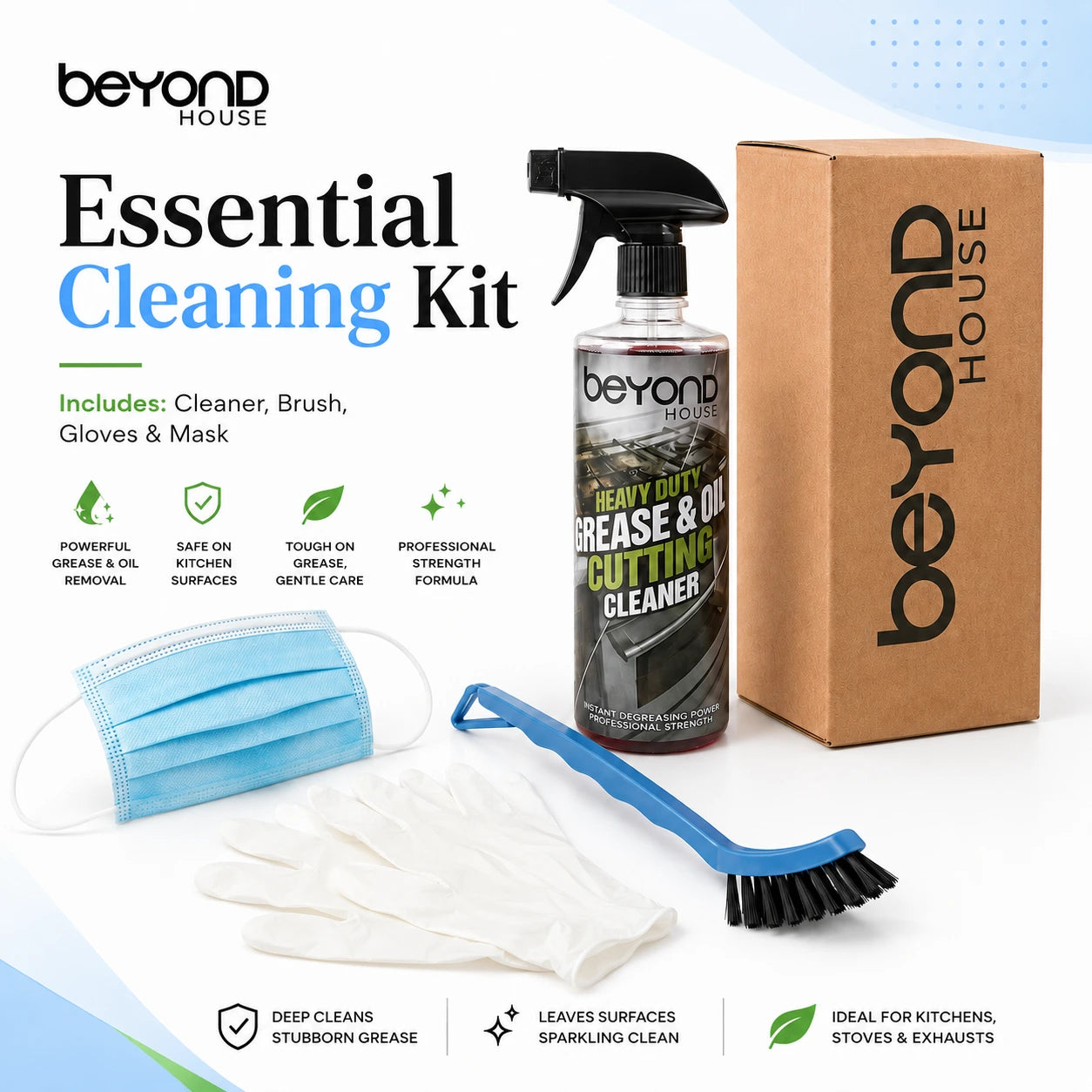 Powerful Oil & Grease Cleaner – Removes Stubborn Kitchen Buildup Fast | Beeyond House